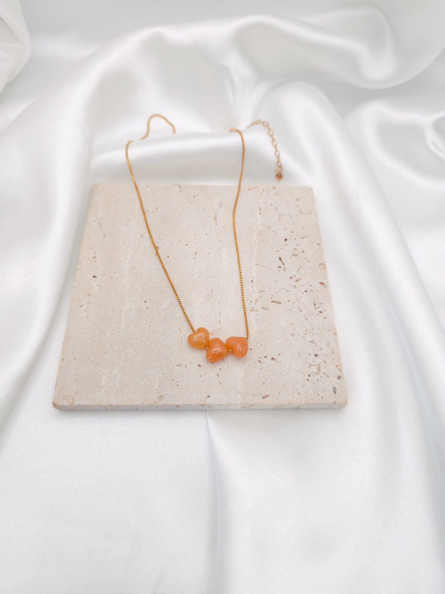 Triple Honey Jade Heart Necklace