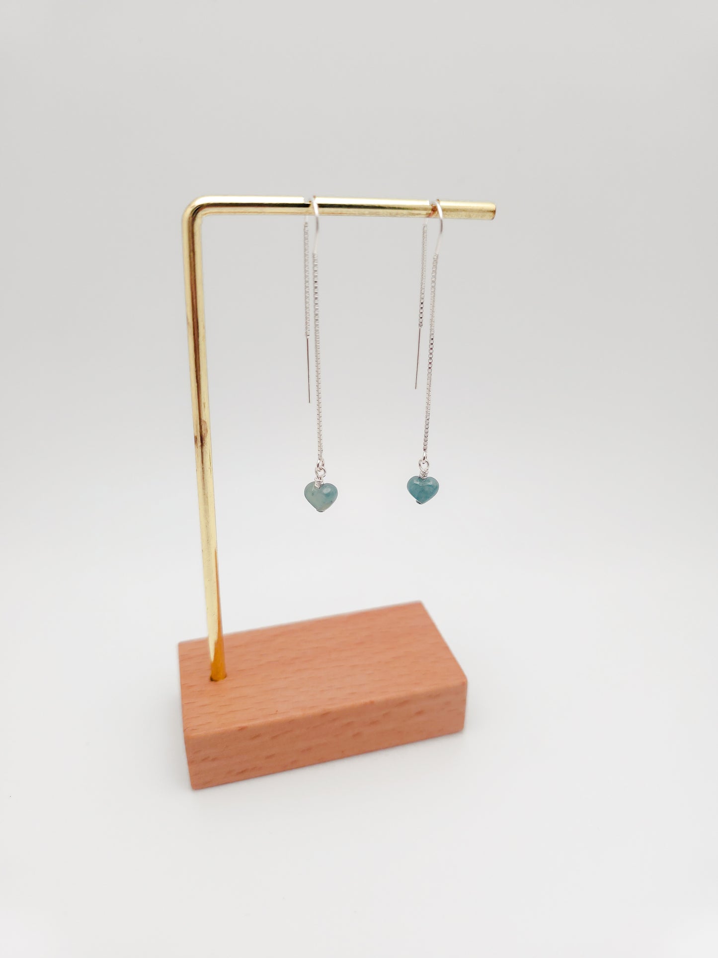 Jade Heart Threader Earrings
