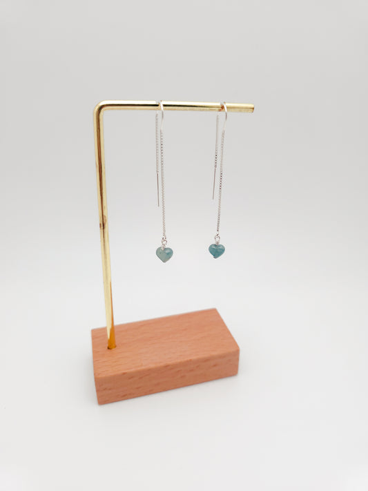 Jade Heart Threader Earrings