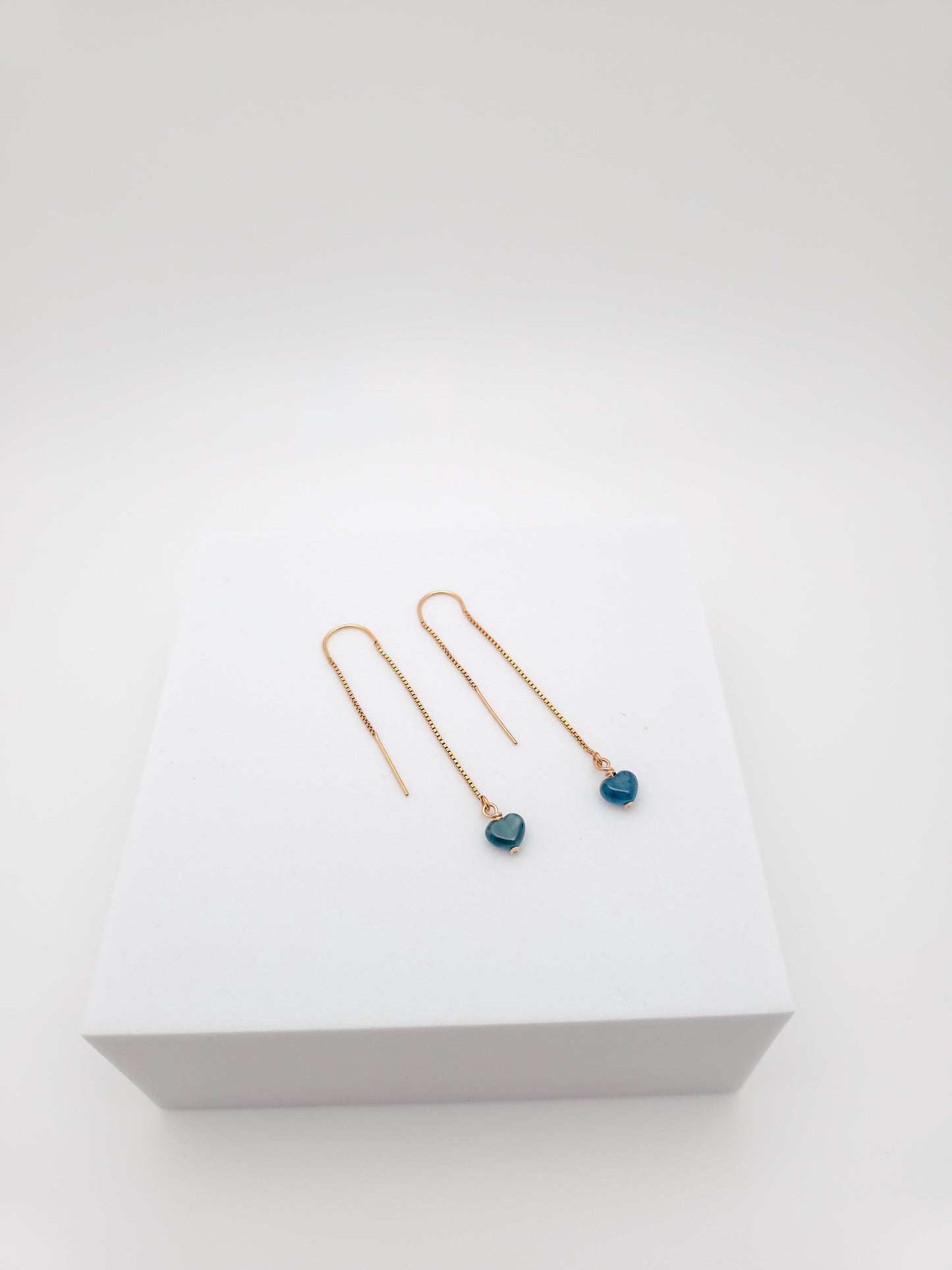 Jade Heart Threader Earrings