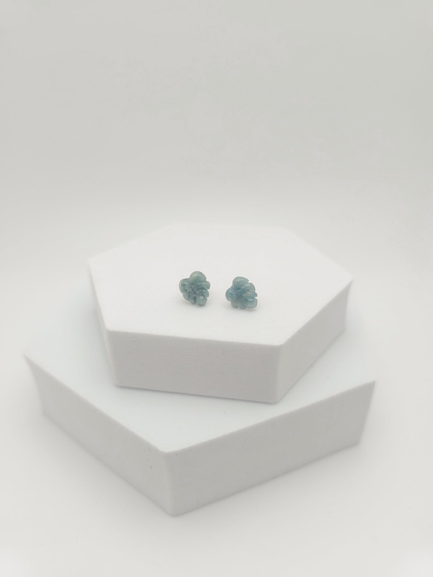 Monstera Jade Stud Earrings