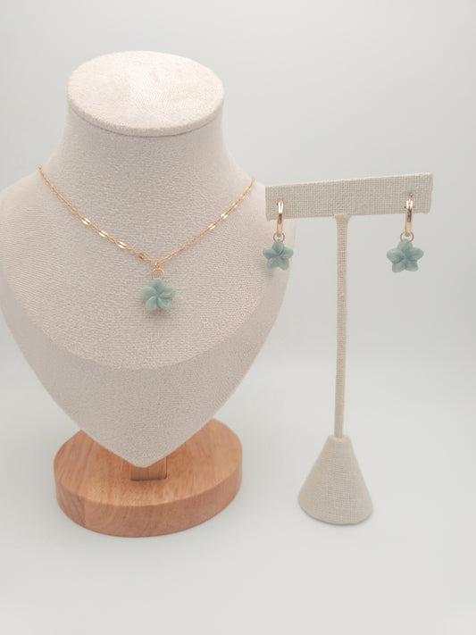 Plumeria Jade Hoop Earrings