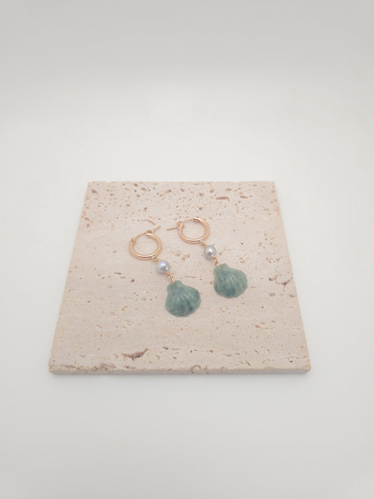 Sunrise Shell Jade + Pearl Hoop Earrings