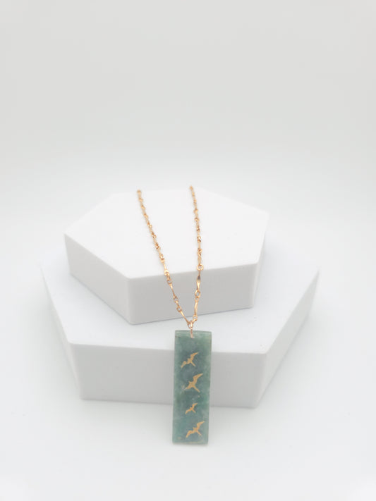 Iwa Bird Vertical Jade Bar Necklace