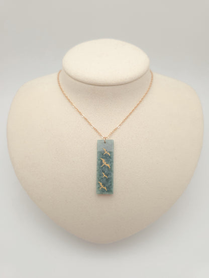 Iwa Bird Vertical Jade Bar Necklace