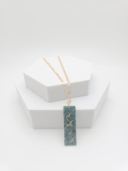 Iwa Bird Vertical Jade Bar Necklace