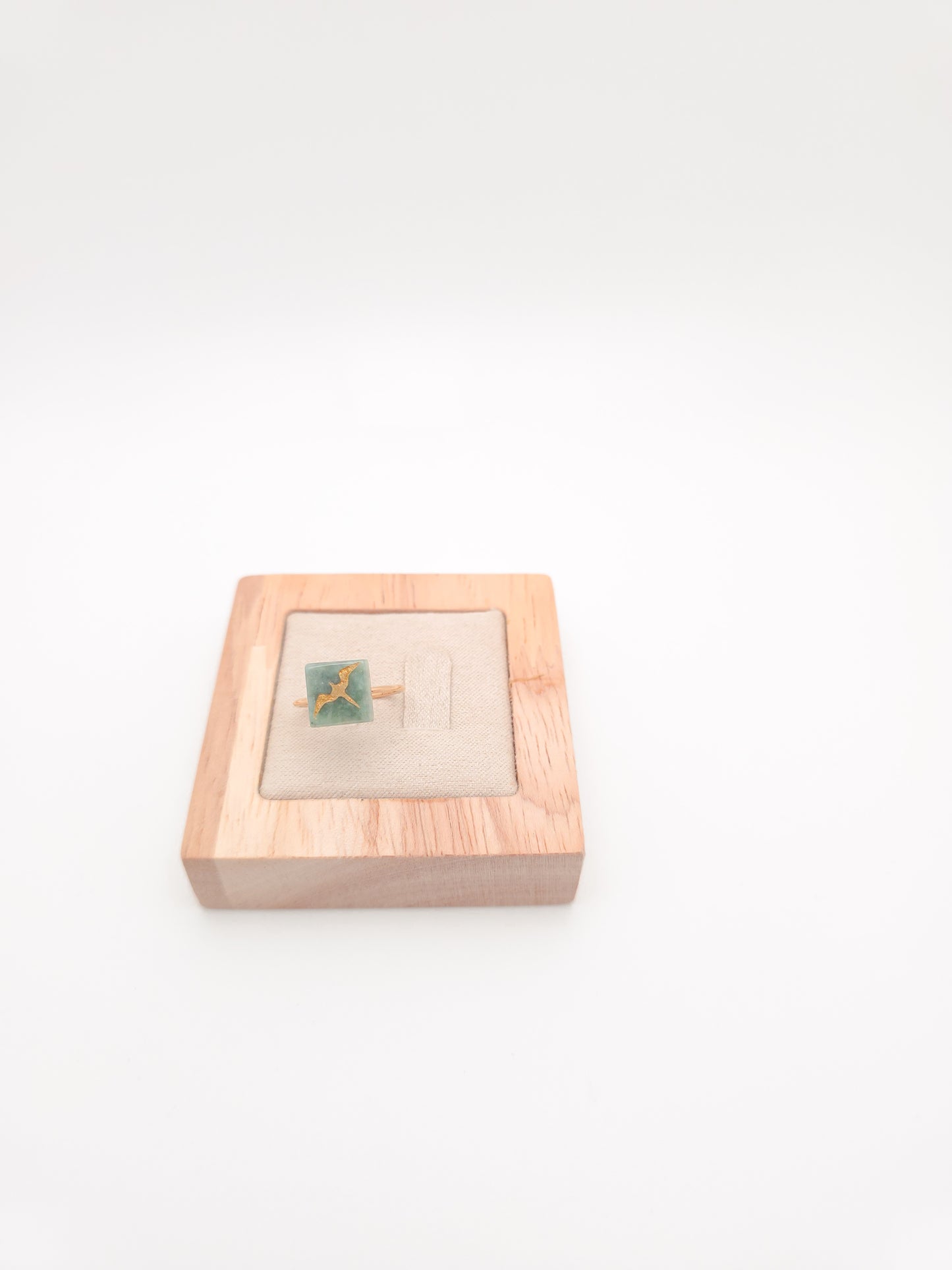Iwa Bird Square Jade Ring