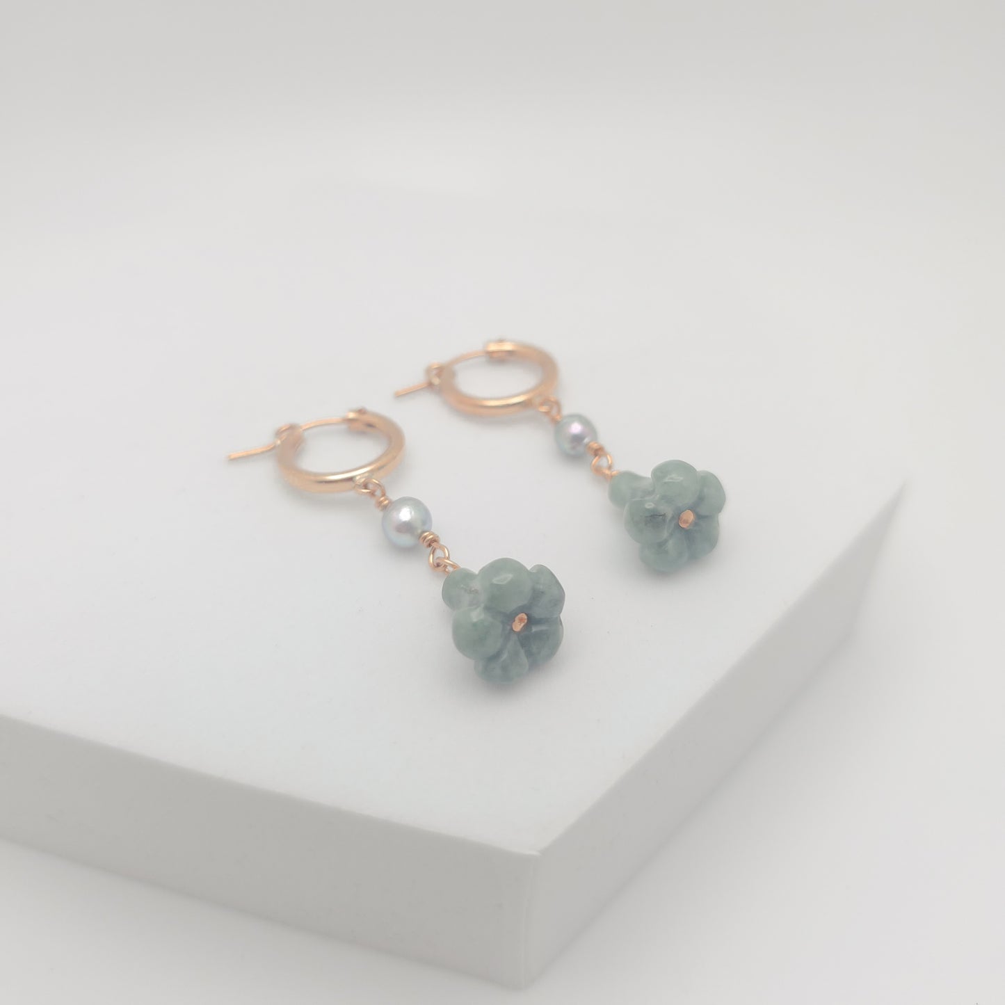 Jade Blossom Hoop Earrings