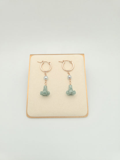 Jade Blossom Hoop Earrings
