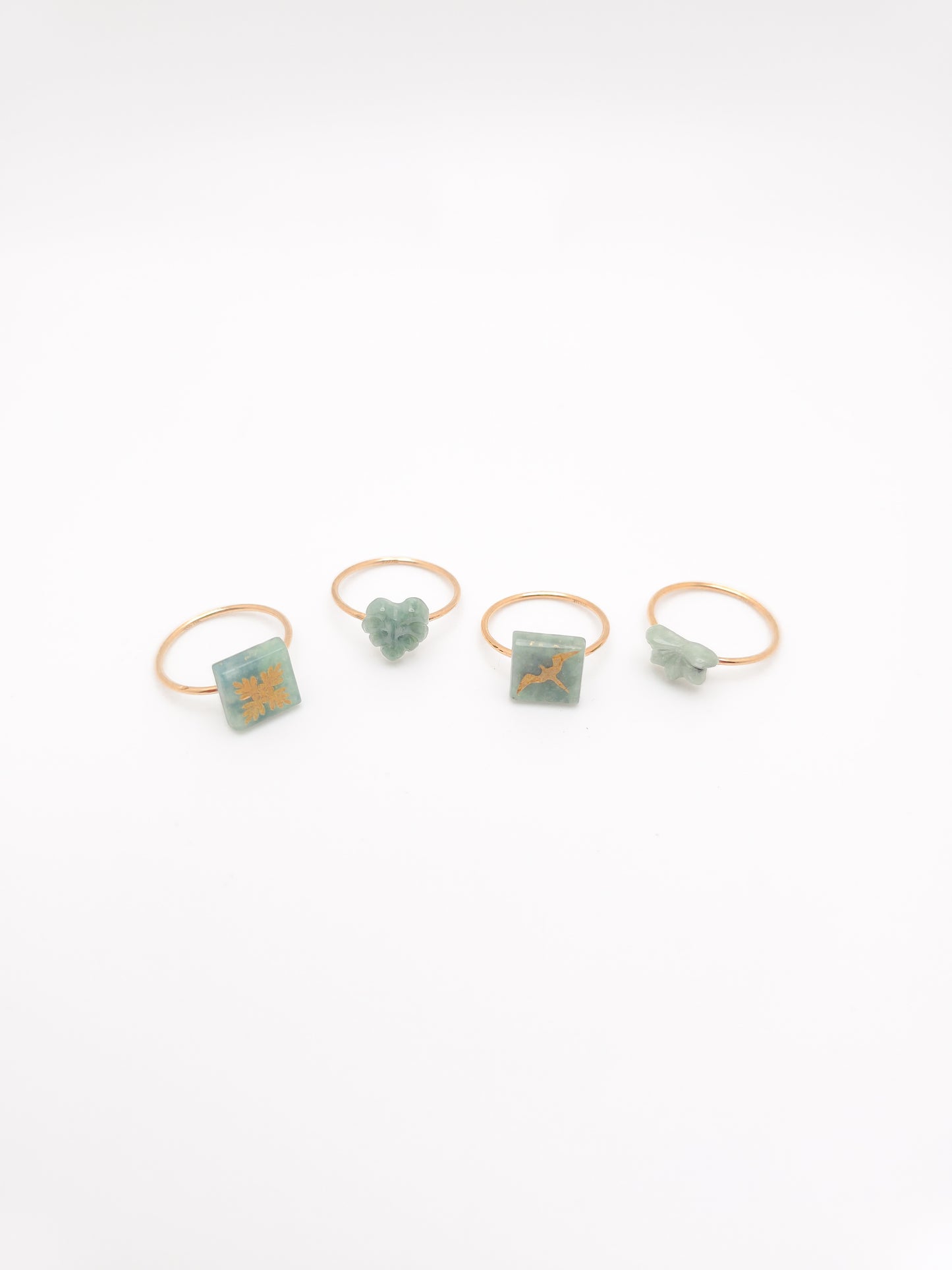 Iwa Bird Square Jade Ring
