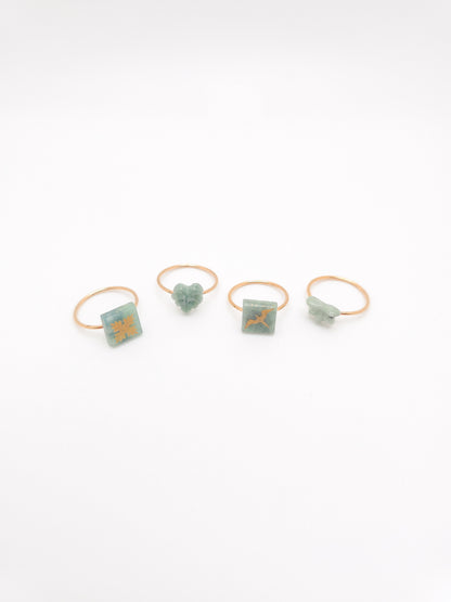 Iwa Bird Square Jade Ring