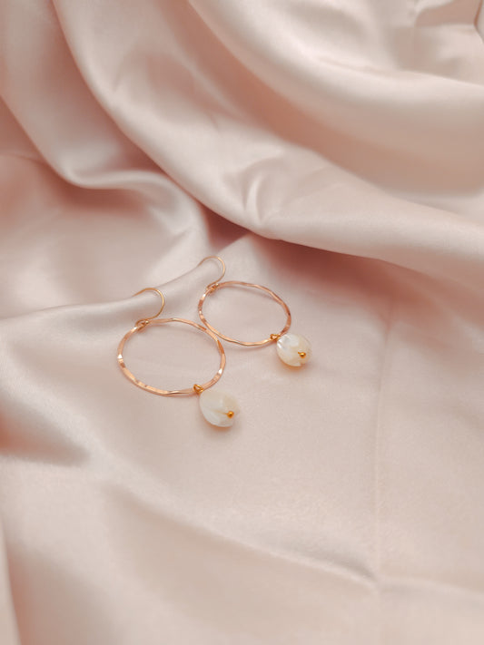 Pikake Hammered Hoop Earrings