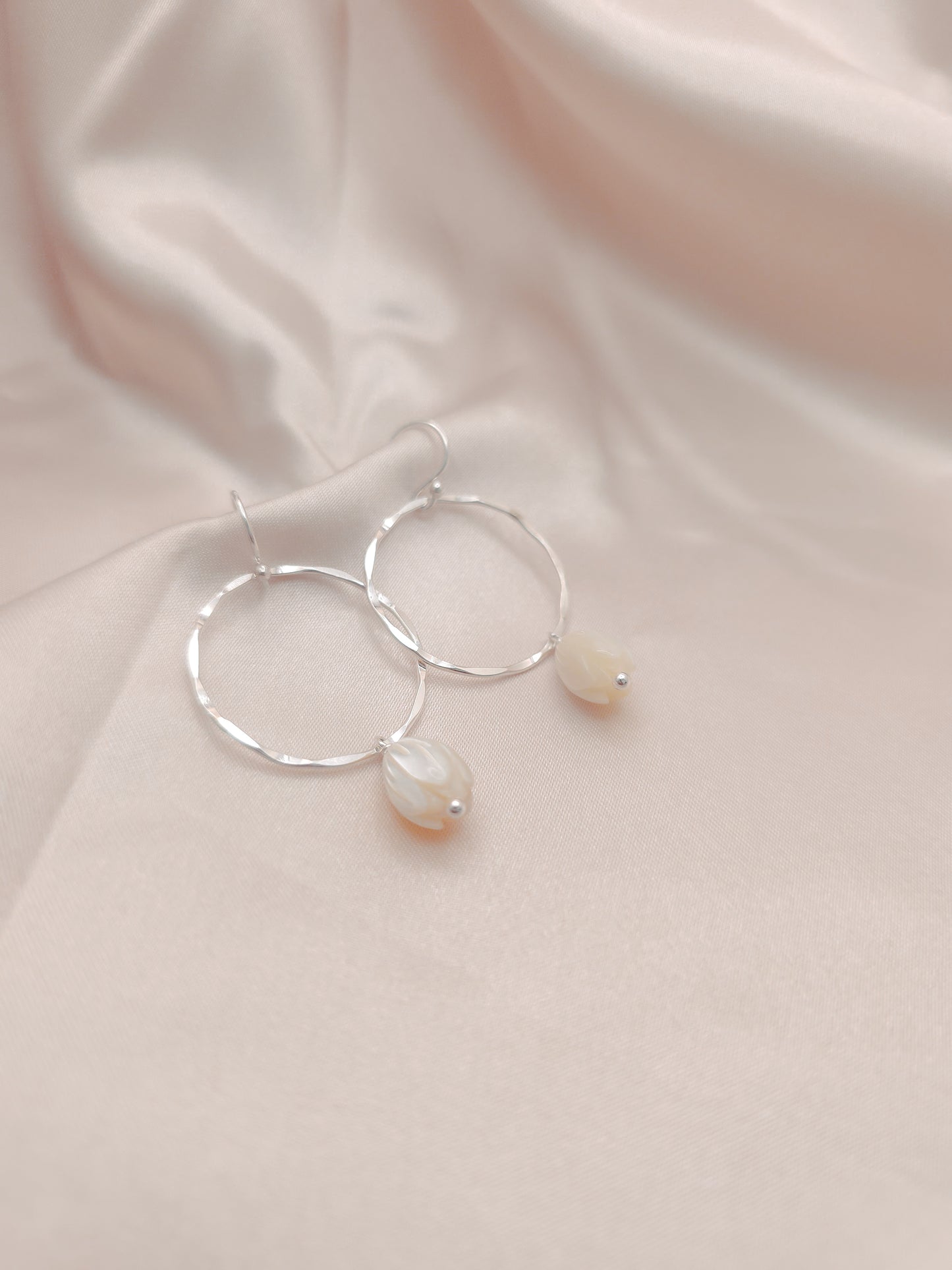 Pikake Hammered Hoop Earrings