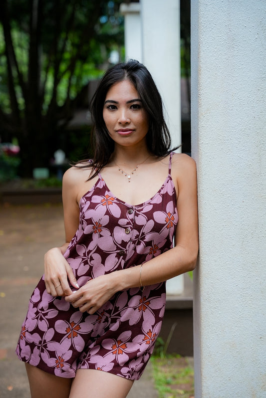 Plum Plumeria Romper