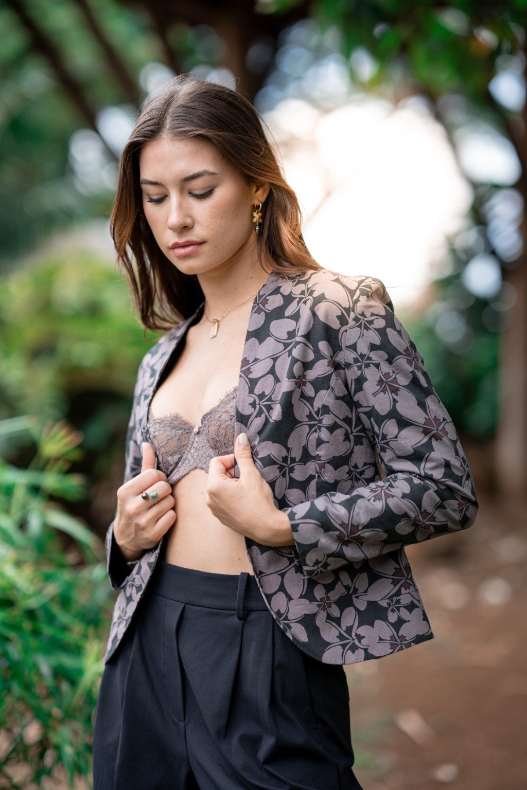 Maile Blazer - Black Plumeria