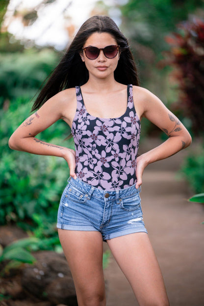 Mele Bodysuit - Black Plumeria