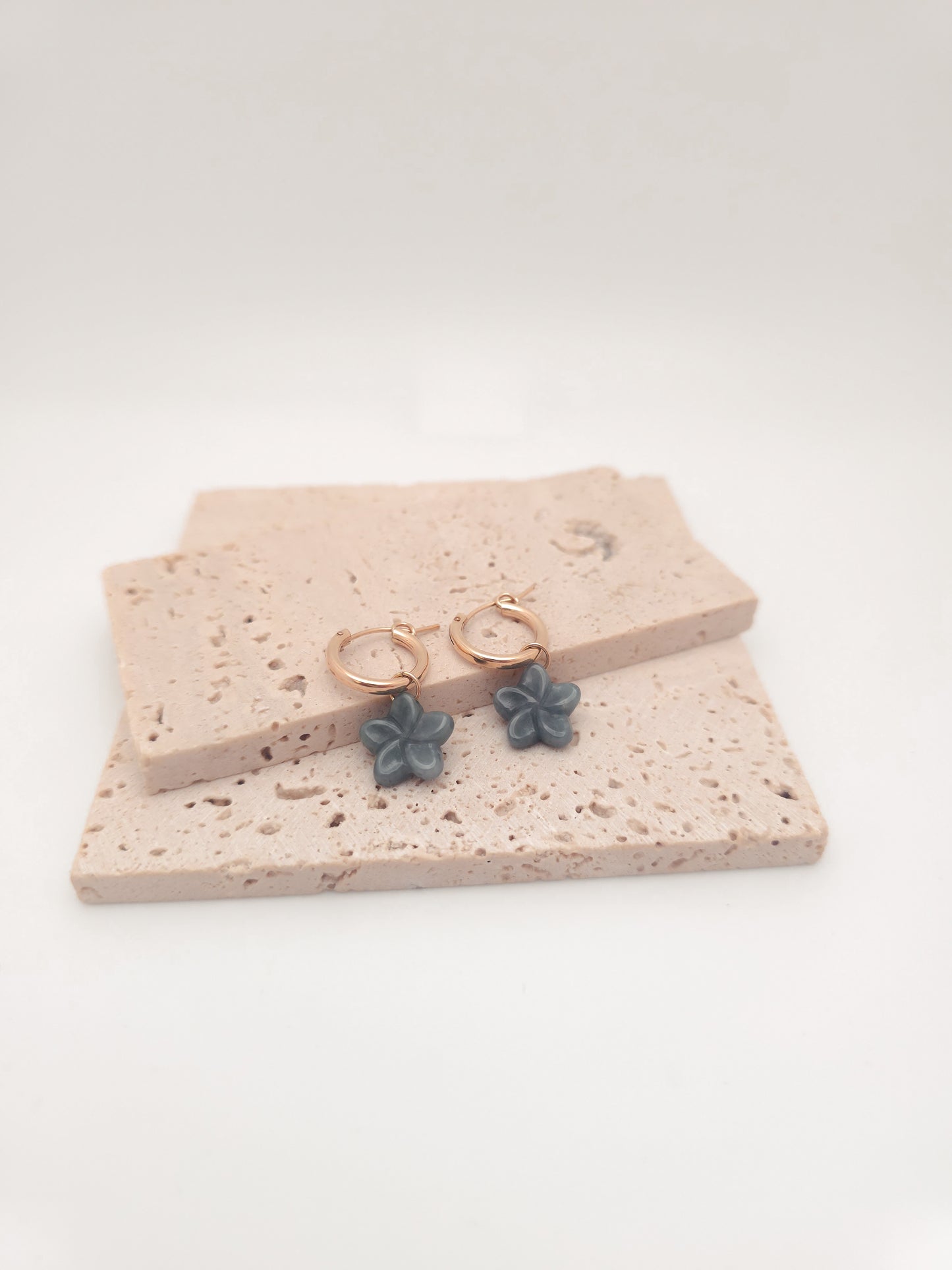 Plumeria Jade Hoop Earrings