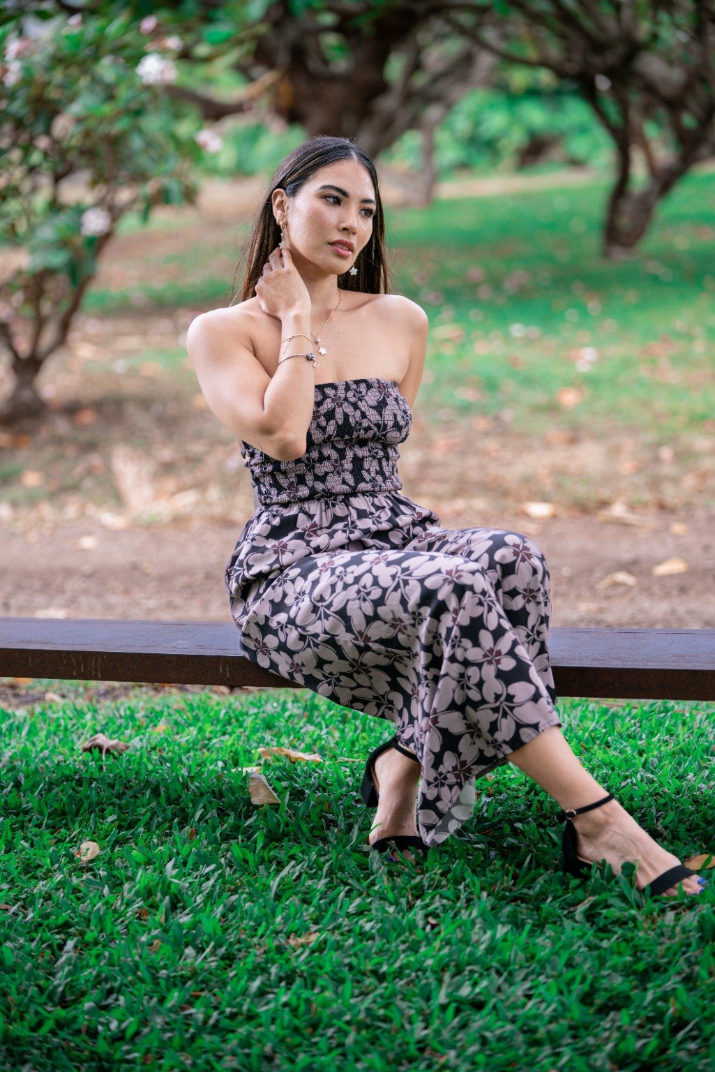 Nani Jumpsuit - Black Plumeria