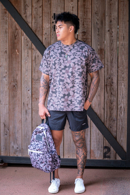 Nalu Oversized Shirt - Black Plumeria