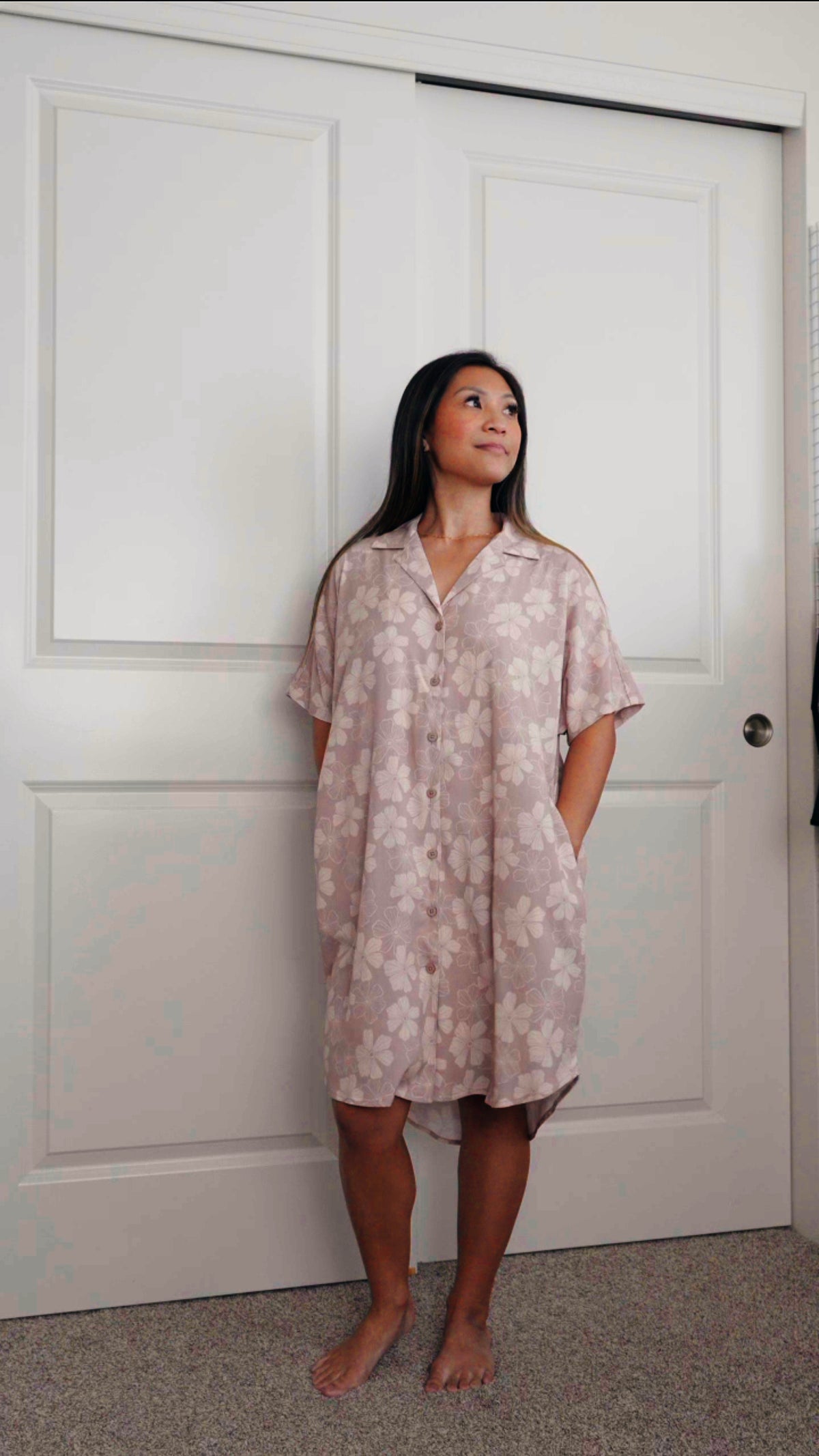 Lehua Shirt Dress - Dusty Mauve Pua Kala
