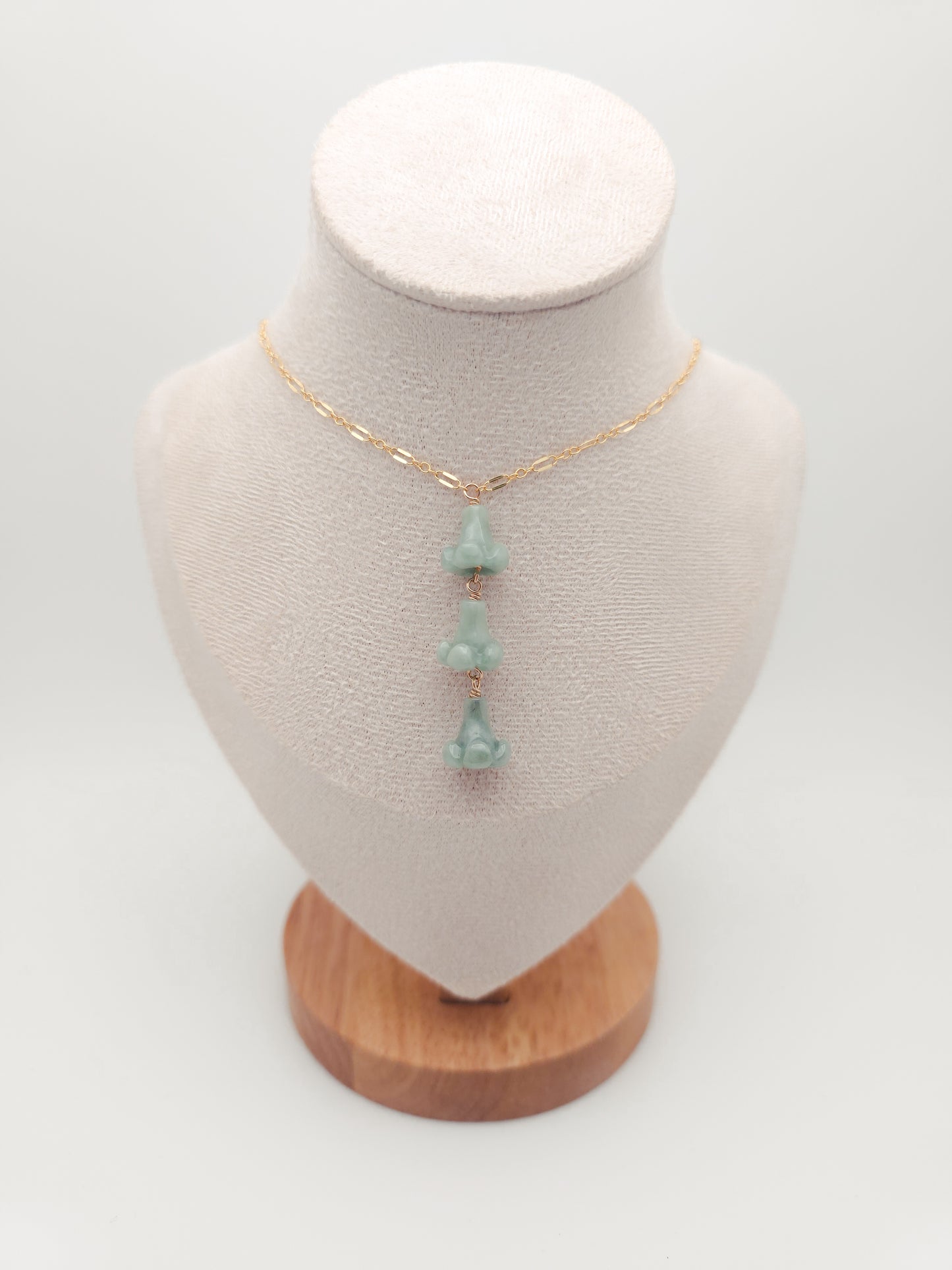 Triple Puakenikeni Jade Lariat Necklace