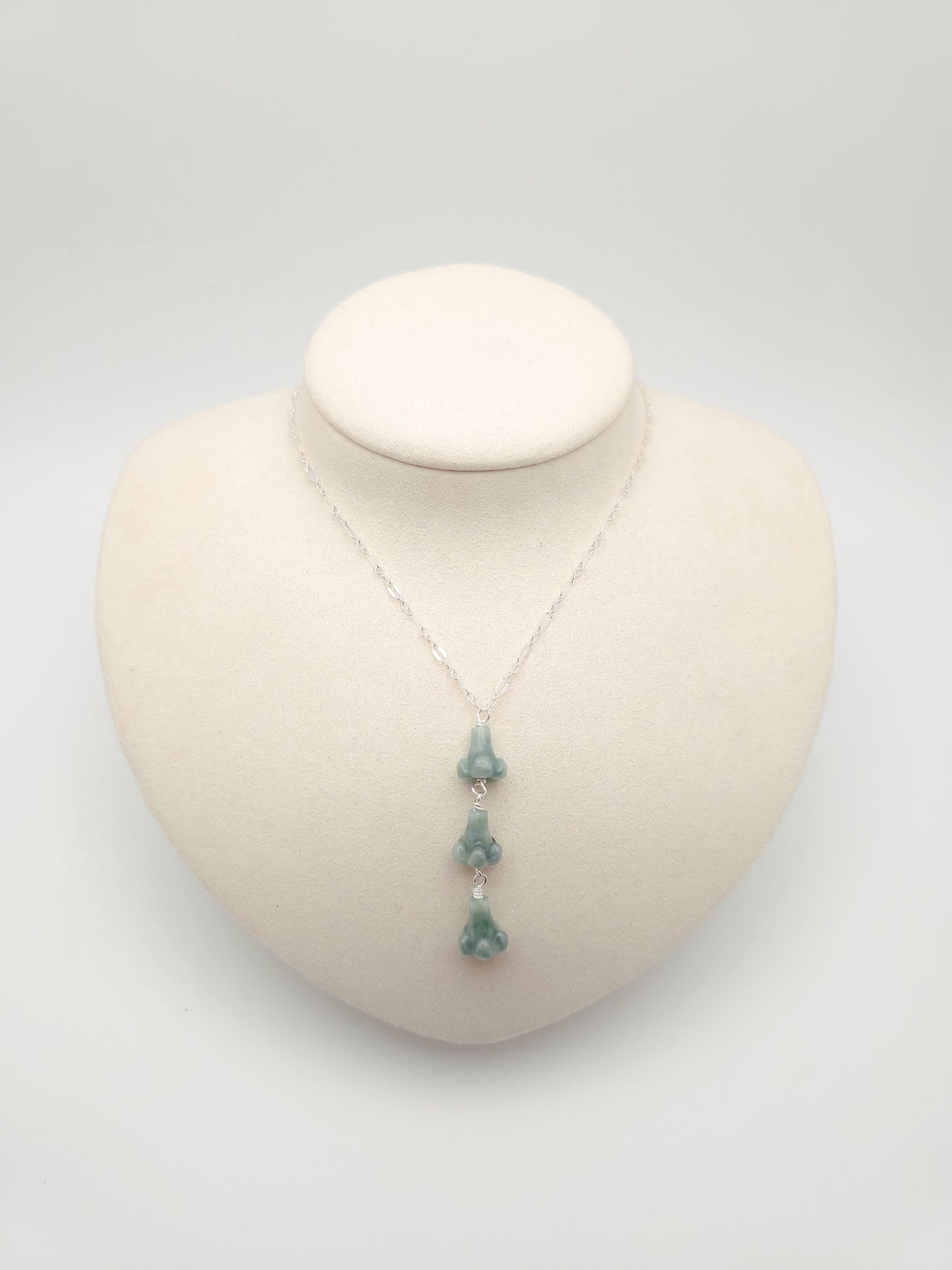 Triple Puakenikeni Jade Lariat Necklace