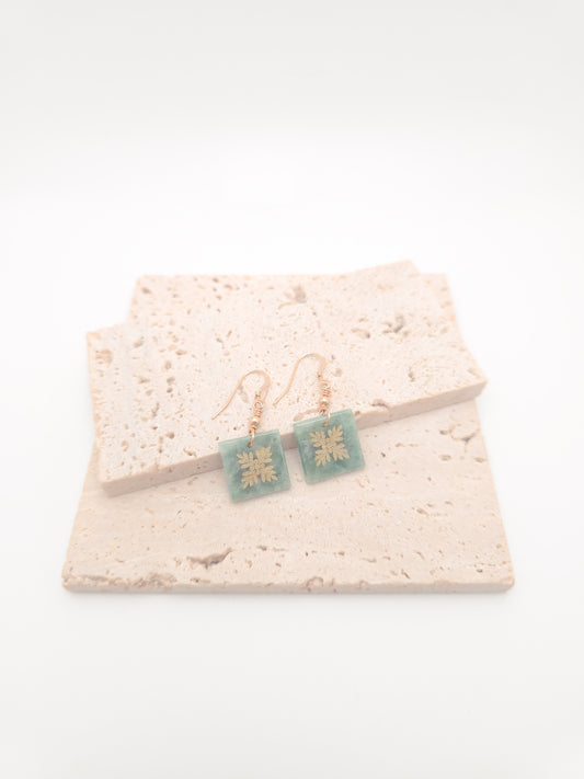 Ulu Quilt Jade Square Earrings