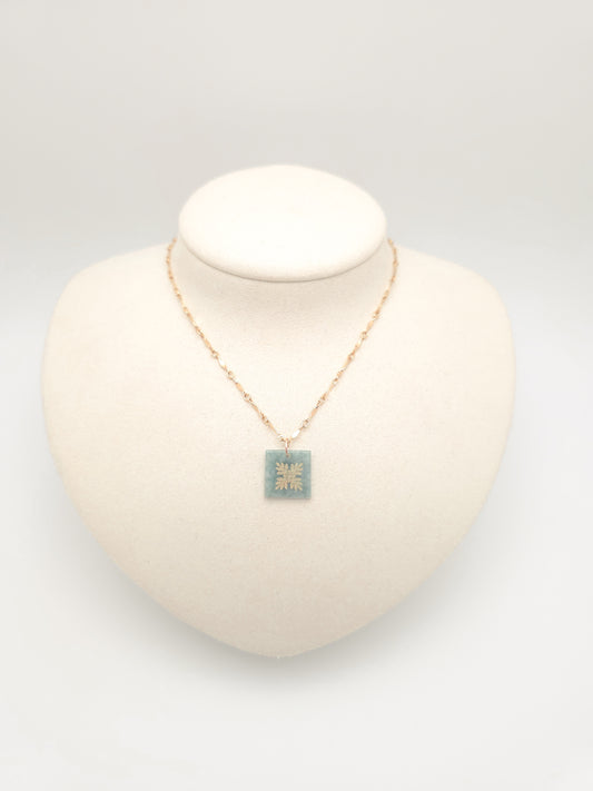 Ulu Quilt Jade Square Necklace
