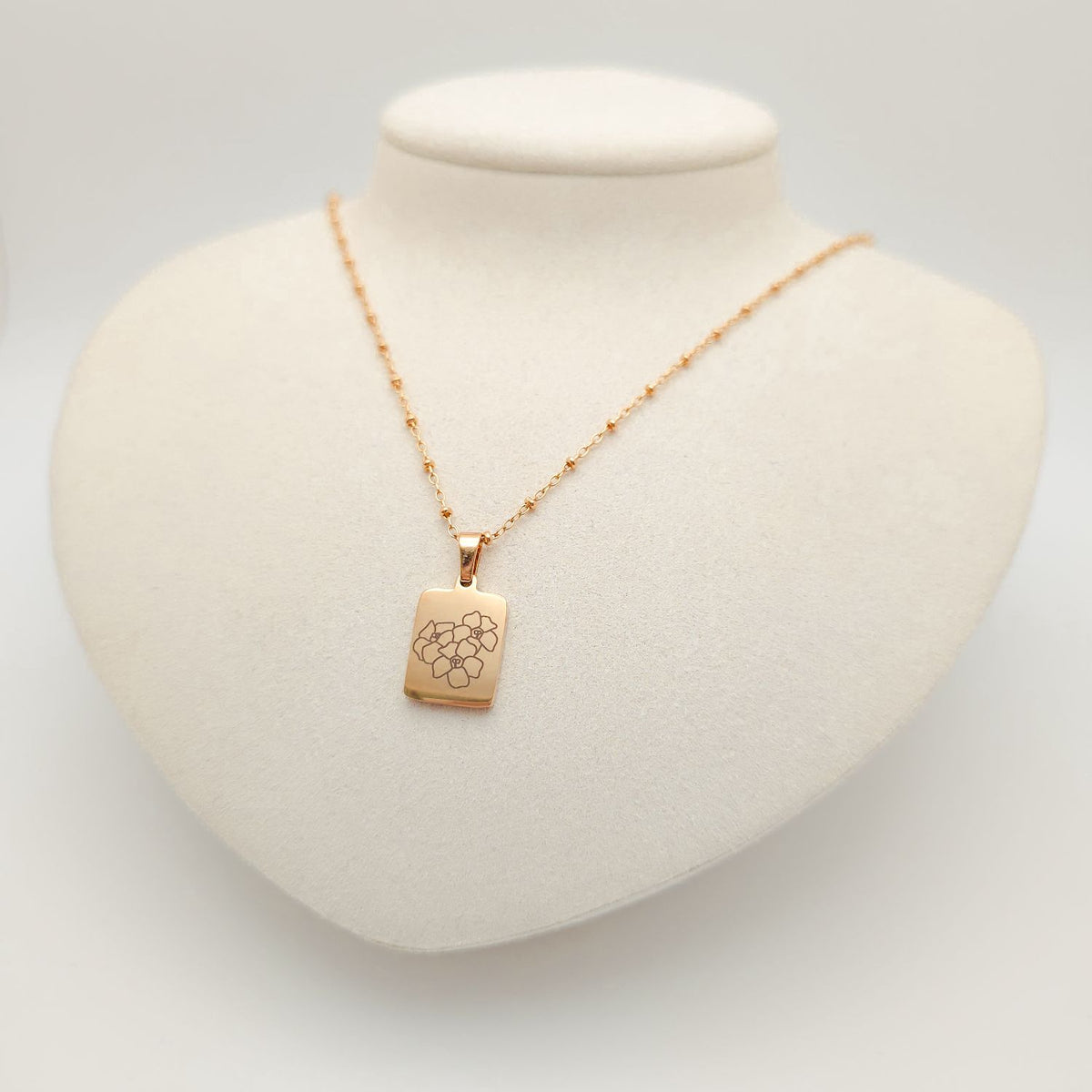 Engraved Puakenikeni Necklace