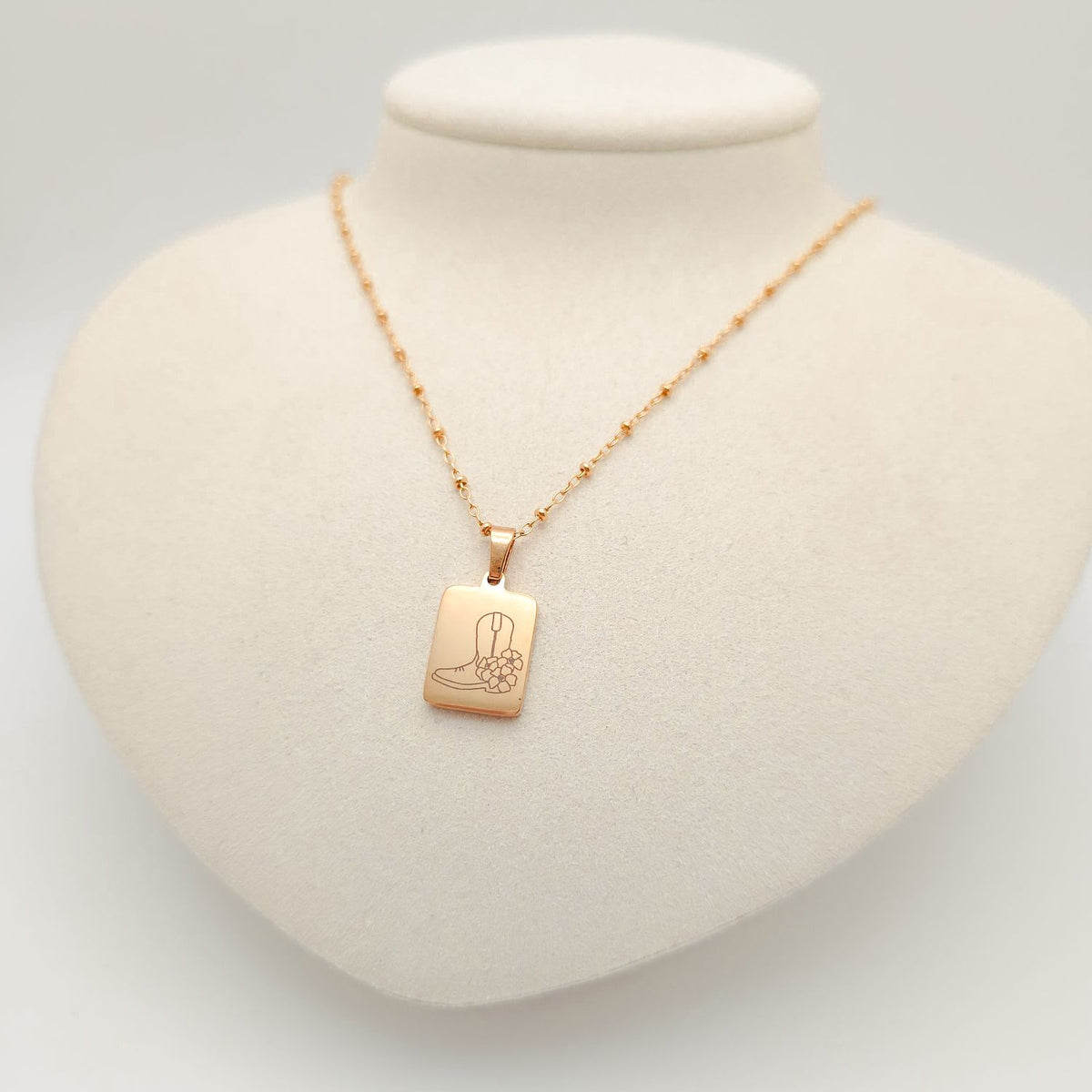 Engraved Cowboy Boot Necklace