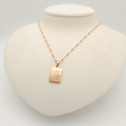 Engraved Cowboy Boot Necklace